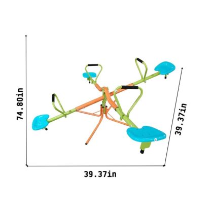 Swing Sets |  Outdoor Playground 360 Degree Rotating 4 Seats Seesaw for Kids Sports & Fitness Swing Sets