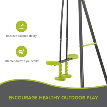 Swing Sets |  Outdoor Playground Three Seat Children Metal Swing Set for Age 3 Up Sports & Fitness Swing Sets