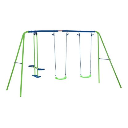 Swing Sets |  Outdoor Swing Set for Backyard with 2-Person Swing and 2 Swings, Playground Equipment Outdoor Playset Sports & Fitness Swing Sets