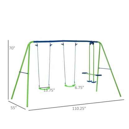 Swing Sets |  Outdoor Swing Set for Backyard with 2-Person Swing and 2 Swings, Playground Equipment Outdoor Playset Sports & Fitness Swing Sets