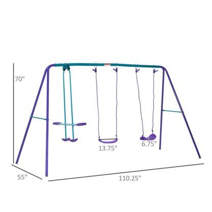 Swing Sets |  Outdoor Swing Set for Backyard with 2-Person Swing and 2 Swings, Playground Equipment Outdoor Playset Sports & Fitness Swing Sets