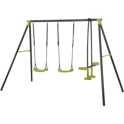 Swing Sets |  Playground 3 Seat Swing Metal Safe Swing,Set 440Lbs for Kids Sports & Fitness Swing Sets