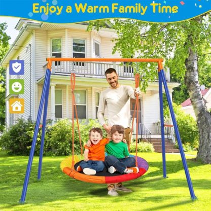 Swing Sets |  Saucer Swing with Stand for Kids Outdoor 440lbs Swing Set Heavy-Duty – 40 in Sports & Fitness Swing Sets