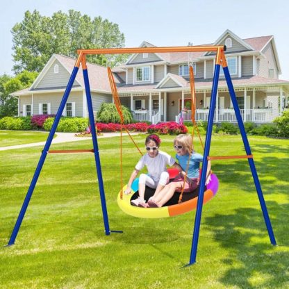 Swing Sets |  Saucer Swing with Stand for Kids Outdoor 440lbs Swing Set Heavy-Duty – 40 in Sports & Fitness Swing Sets