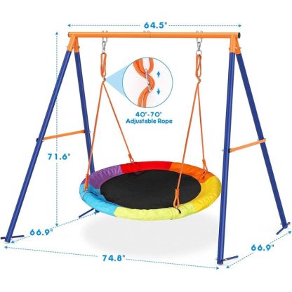 Swing Sets |  Saucer Swing with Stand for Kids Outdoor 440lbs Swing Set Heavy-Duty – 40 in Sports & Fitness Swing Sets