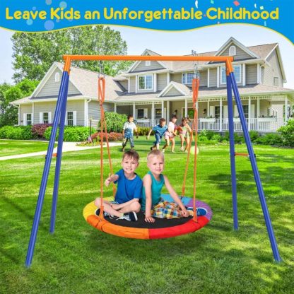 Swing Sets |  Saucer Swing with Stand for Kids Outdoor 440lbs Swing Set Heavy-Duty – 40 in Sports & Fitness Swing Sets