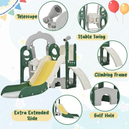 Swing Sets |  Slide and Swing Set 5 in 1 with Telescope, Freestanding Combination Sports & Fitness Swing Sets