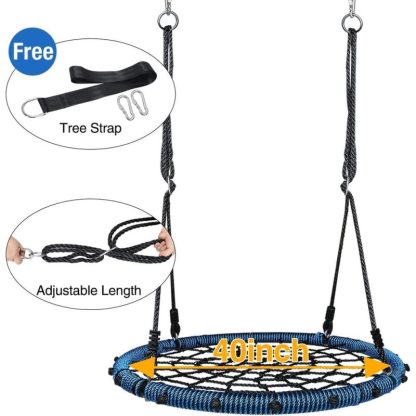 Swing Sets |  Spider Web Saucer Swing 40 inch for Tree Kids with Steel Frame and 2 Hanging Straps Sports & Fitness Swing Sets