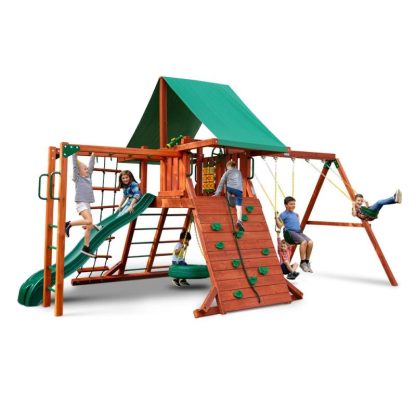 Swing Sets |  Sun Valley II Wood Swing Set with Monkey Bars – Redwood Sports & Fitness Swing Sets