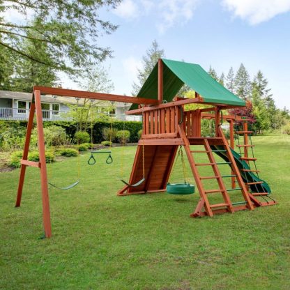 Swing Sets |  Sun Valley II Wood Swing Set with Monkey Bars – Redwood Sports & Fitness Swing Sets