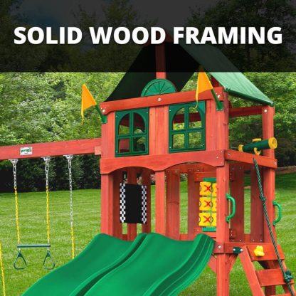 Swing Sets |  Sweetwater Deluxe Wood Swing Set with Gray Slides Sports & Fitness Swing Sets