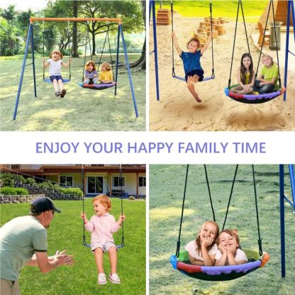 Swing Sets |  Swing Set for Backyard with Heavy-Duty A-Frame Metal Outdoor Stand Sports & Fitness Swing Sets