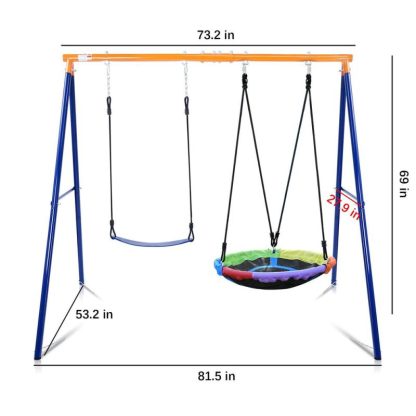 Swing Sets |  Swing Set for Backyard with Heavy-Duty A-Frame Metal Outdoor Stand Sports & Fitness Swing Sets