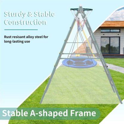 Swing Sets |  Swing Set for Kids Outdoor Backyard Playground Swing Set with Ladder and Basketball Hoop Sports & Fitness Swing Sets