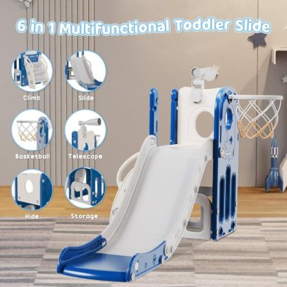 Swing Sets |  Toddler Slide, 6 in 1 Kids Indoor Slide for Toddlers 1-3, Baby Indoor and Outdoor Climber Playset, Toddler Outdoor Playground Sports & Fitness Swing Sets