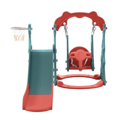 Swing Sets |  Toddler Slide and Swing Set 3 in 1, Kids Playground Climber Swing Playset with Basketball Hoops Freestanding Combination Sports & Fitness Swing Sets