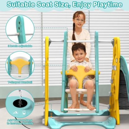 Swing Sets |  Toddler Slide and Swing Set 4 in 1 Kids Climber Slide Playset – 80 x 56.3 x 37in Sports & Fitness Swing Sets