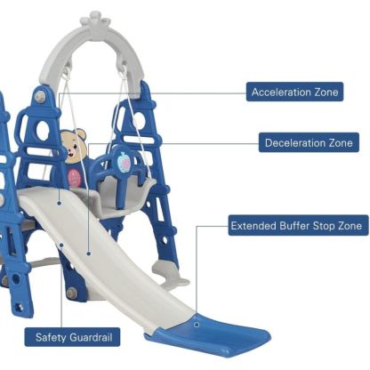 Swing Sets |  Toddler Slide and Swing Set – 4 in 1 Kids Play Climber Slide Playset Indoor Outdoor Kids Activity Center Sports & Fitness Blue