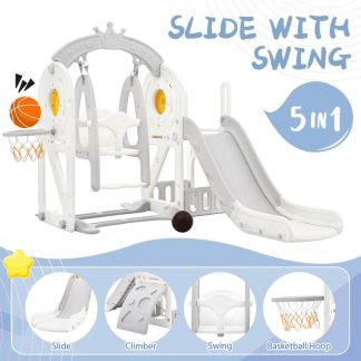 Swing Sets |  8 in 1 Toddler Slide Indoor Slide Toddler Playset for Toddlers 1-3 Sports & Fitness Swing Sets