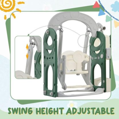 Swing Sets |  Toddler Slide and Swing Set 5 in 1, Kids Playground Climber Slide Playset with Telescope, Freestanding Combination for Babies Sports & Fitness Swing Sets