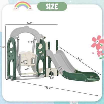 Swing Sets |  Toddler Slide and Swing Set 5 in 1, Kids Playground Climber Slide Playset with Telescope, Freestanding Combination for Babies Sports & Fitness Swing Sets