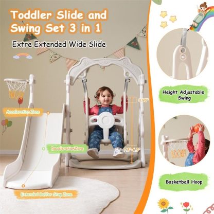 Swing Sets |  Toddler Slide & Swing Set 3 in 1,Kids Playground Climber Swing Playset Sports & Fitness Swing Sets