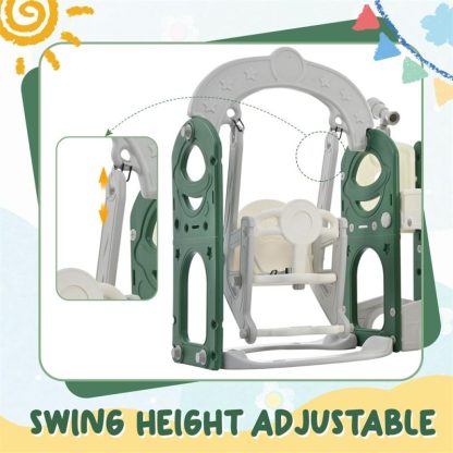 Swing Sets |  Toddler Slide & Swing Set 5 in 1,Kids Playground Climber Slide Playset Sports & Fitness Swing Sets