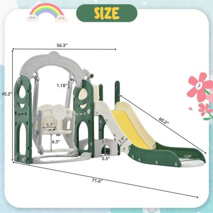 Swing Sets |  Toddler Slide & Swing Set 5 in 1,Kids Playground Climber Slide Playset Sports & Fitness Swing Sets