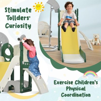 Swing Sets |  Toddler Slide & Swing Set 5 in 1,Kids Playground Climber Slide Playset Sports & Fitness Swing Sets