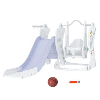 Swing Sets |  Toddler Swing and Slide Set with Basketball Hoop, Space Theme, Gray Sports & Fitness Swing Sets