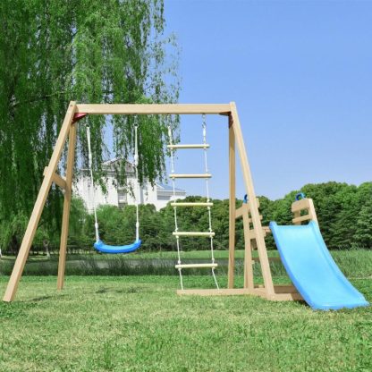 Swing Sets |  Toddlers Wooden Swing Set with Slide, Outdoor Climb Swing Playset Sports & Fitness Swing Sets