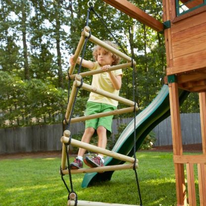 Swing Sets |  Triangle Rope Ladder with Black Nylon Ropes – 22″ W x 22″ L x 92″ H Sports & Fitness Swing Sets