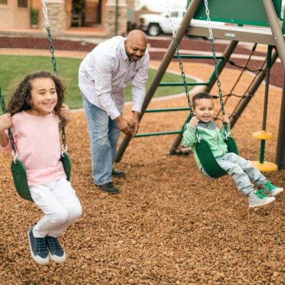 Swing Sets |  Two-Slide Swing Set Sports & Fitness Brown-Green