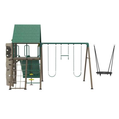 Swing Sets |  Two-Slide Swing Set Sports & Fitness Brown-Green