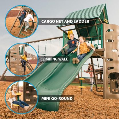 Swing Sets |  Two-Slide Swing Set Sports & Fitness Brown-Green