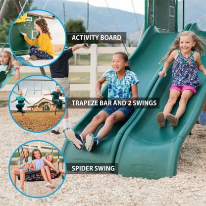 Swing Sets |  Two-Slide Swing Set Sports & Fitness Brown-Green