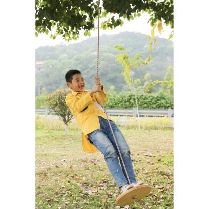 Swing Sets |  Wooden Round Disc Plate Swing Seat With Hanging Rope Sports & Fitness Swing Sets