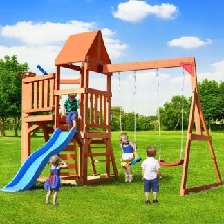 Swing Sets |  Wooden Swing Set , Outdoor Playhouse Backyard Activity Playground Playset for Toddlers Sports & Fitness Swing Sets