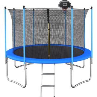 Trampolines |  10 ft Trempoline inside safety net with basketball hoop Sports & Fitness Trampolines