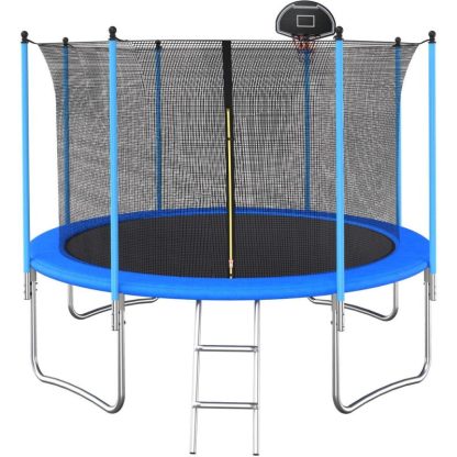 Trampolines |  10 ft Trempoline inside safety net with basketball hoop Sports & Fitness Trampolines