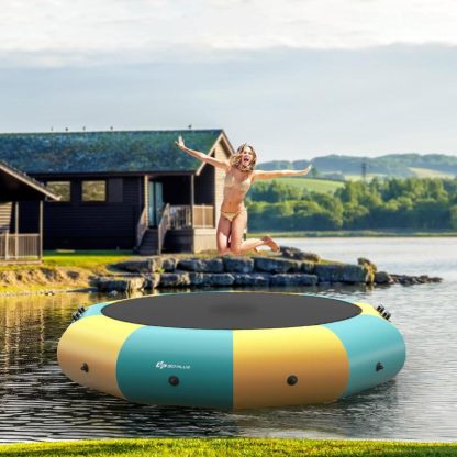 Trampolines |  10FT Inflatable Water Bouncer Splash Padded Water Trampoline Sports & Fitness Blue/Yellow