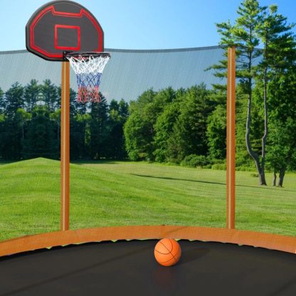 Trampolines |  10FT Outdoor Round Powder-Coated Advanced Trampoline with Basketball Hoop Inflator, Safety Enclosure Net and Ladder Sports & Fitness Trampolines