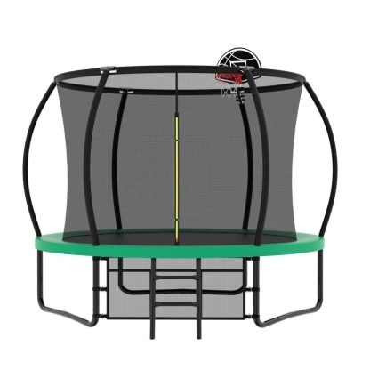 Trampolines |  10FT Pumpkin Trampoline, Outdoor Trampoline with Basketball Hoop, Enclosure Net and Ladder Sports & Fitness Trampolines