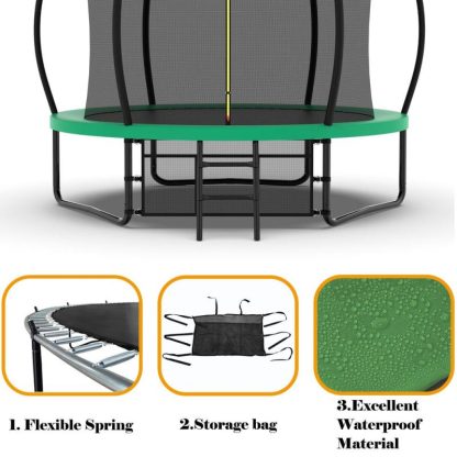 Trampolines |  10FT Pumpkin Trampoline, Outdoor Trampoline with Basketball Hoop, Enclosure Net and Ladder Sports & Fitness Trampolines