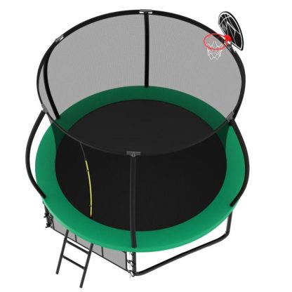 Trampolines |  10FT Pumpkin Trampoline, Outdoor Trampoline with Basketball Hoop, Enclosure Net and Ladder Sports & Fitness Trampolines