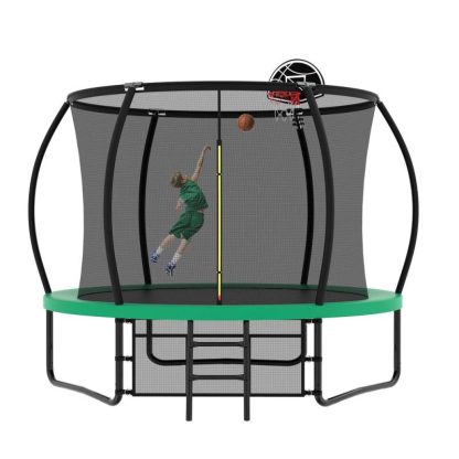 Trampolines |  10FT Pumpkin Trampoline, Outdoor Trampoline with Basketball Hoop, Enclosure Net and Ladder Sports & Fitness Trampolines