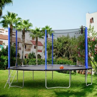 Trampolines |  12- foot Trampoline with Pumpkin-Style Safety Net and Basketball Hoop Sports & Fitness Trampolines