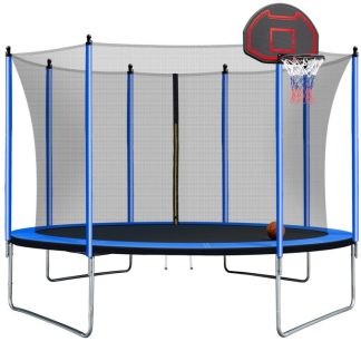 Trampolines |  10FT Trampoline with Basketball Hoop Inflator and Ladder(Inner Safety Enclosure) Sports & Fitness Trampolines