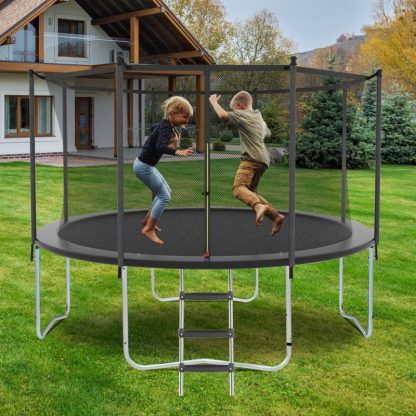 Trampolines |  10FT Trampoline with Safety Enclosure Net, Outdoor Trampoline with Heavy Duty Jumping Mat and Spring Cover Padding for Kids Sports & Fitness Trampolines