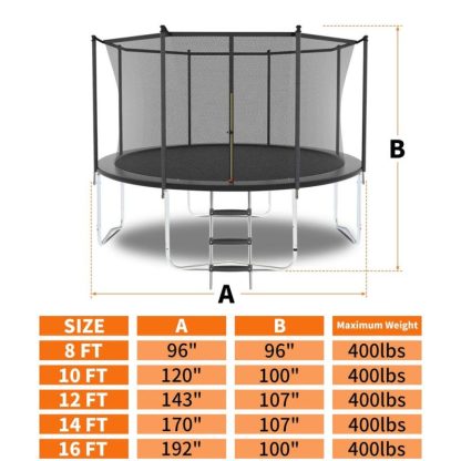 Trampolines |  10FT Trampoline with Safety Enclosure Net, Outdoor Trampoline with Heavy Duty Jumping Mat and Spring Cover Padding for Kids Sports & Fitness Trampolines